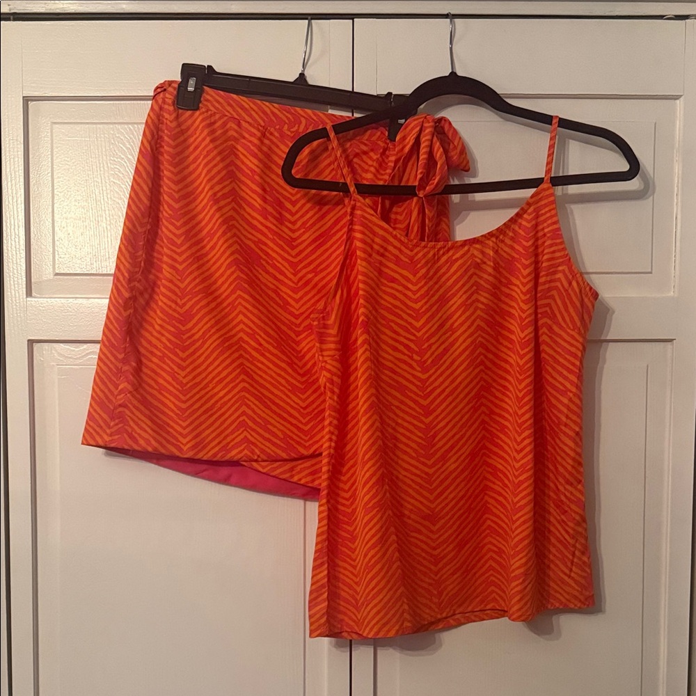 Orange Chevron Tank and Wrap Around Skirt Set - Sz Med